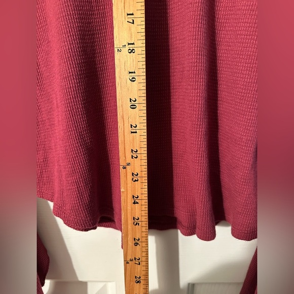 ANTHROPOLOGIE Postmark MED Cranberry V Neck Flutter Poet Ribbed Thermal Fairy - Picture 7 of 10